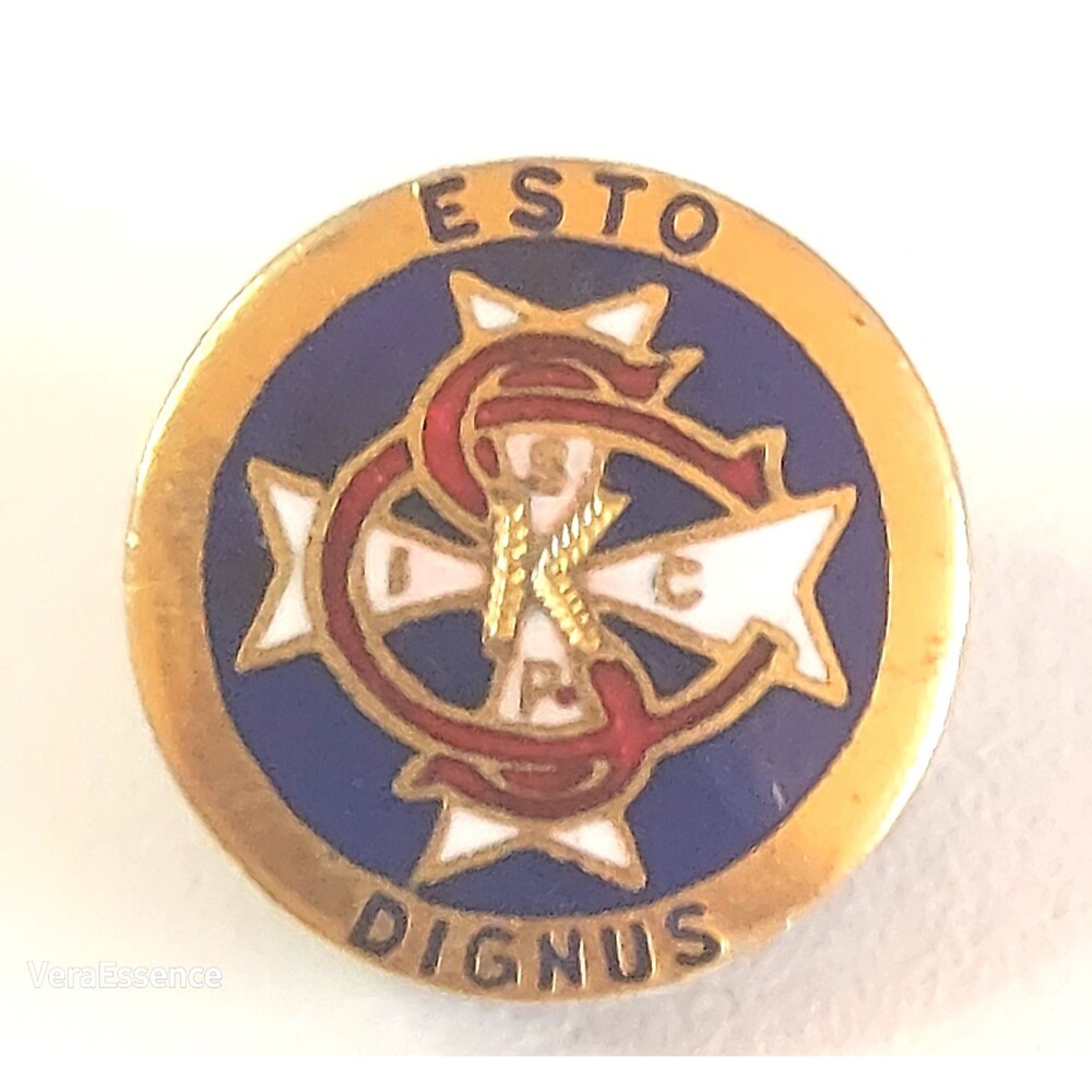 Vintage Columbian Squires Esto Dignus Knights of Columbus Pin Rare